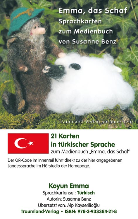 Sprachkartenhülle mit Emma, dem Schaf, dem Schäfer in Türkisch